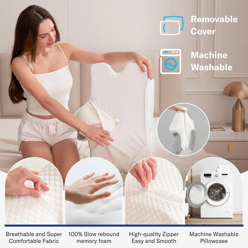 Removable machine washable cover, breathable fabric, memory foam, zipper