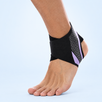 Chevillère de maintien réglable en Lycra, coloris noir et violet