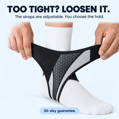 Adjustment card: ankle brace with adjustable straps you tighten or loosen yourself