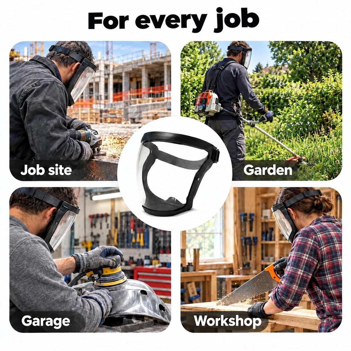 The shield at work: job site, garden, garage and workshop
